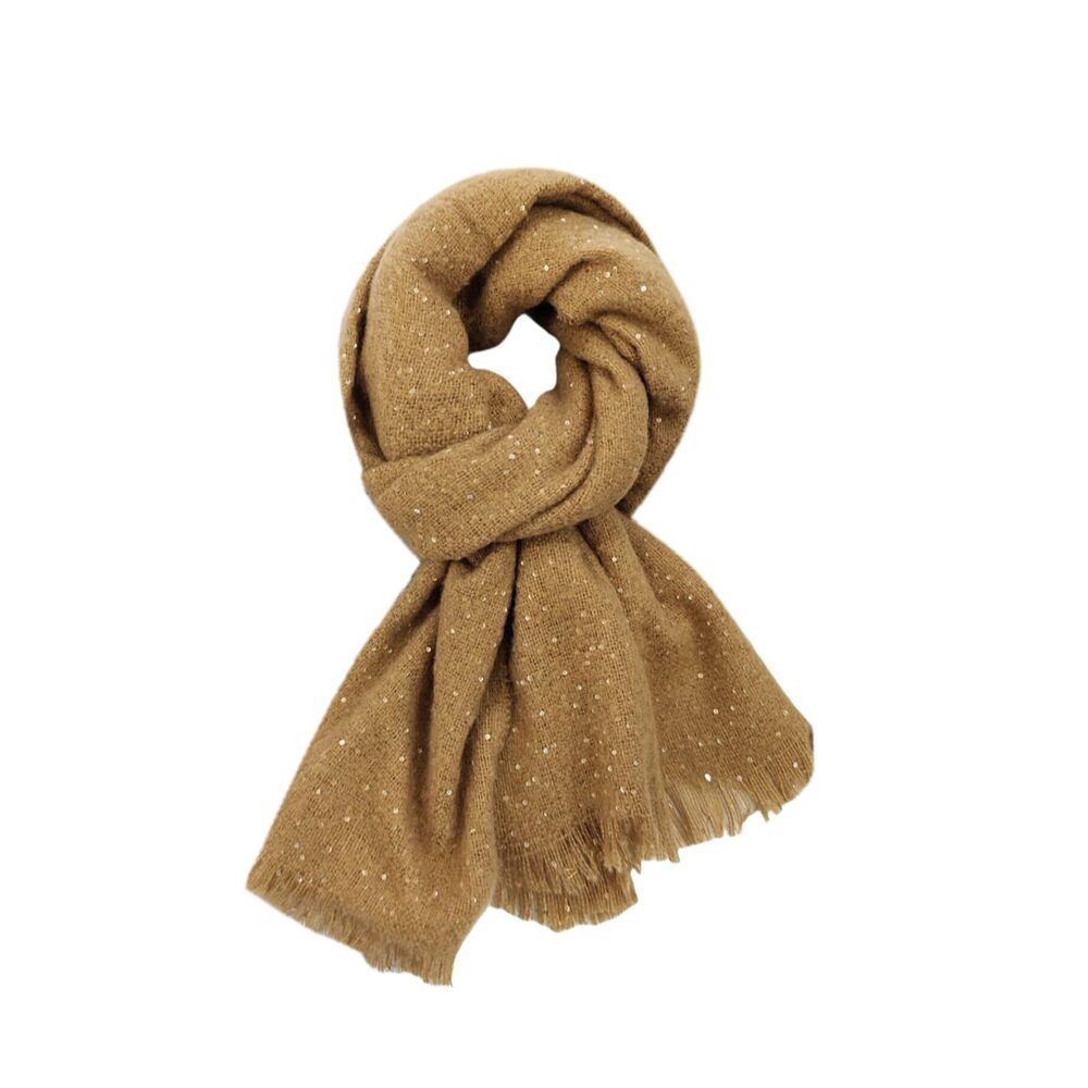 6174 Glitter Sequin Collar Scarf Tassel Fringed Knitted Winter Warm Long